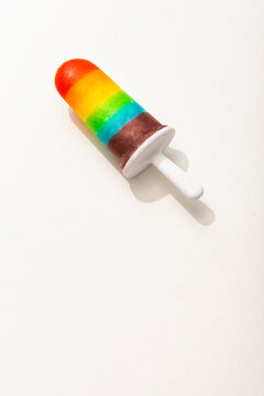 Rainbow Pride Popsicle On White Background