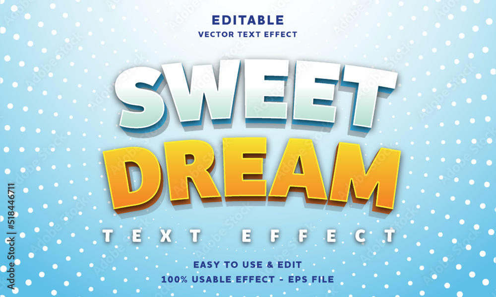 Sticker sweet dream editable text effect with modern and simple style, usable for logo or campaign title