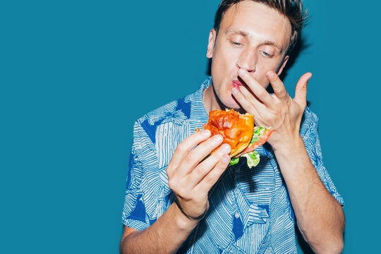 Man Eating Hamburger 