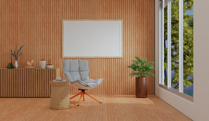 minimal room and decoration copyspace - wall. 3D rendering.