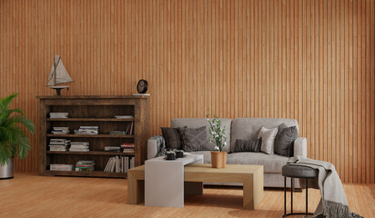 minimal room and decoration copy space - wall. 3D rendering.