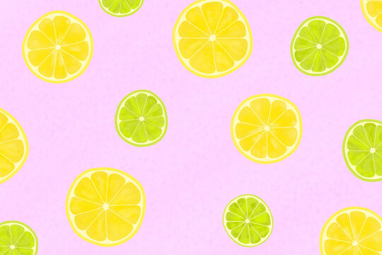 Repeating pattern of summer citrus illustration
