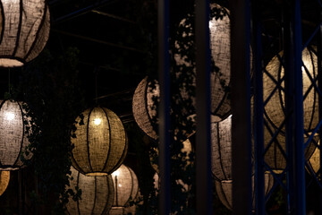 Chinese luminaires in dark.