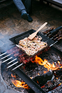 Family barbecue outdoors.