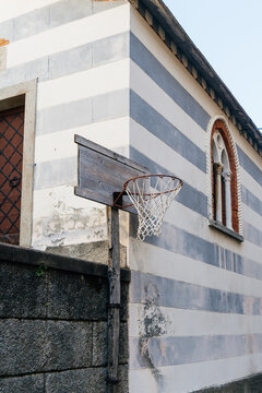 Basketball hoop on wall