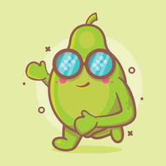 cute papaya fruit character mascot running isolated cartoon in flat style design