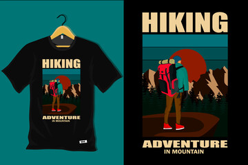Hiking Adventure in Mountain Retro T Shirt Design