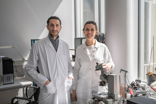 Portrait Of Two Scientists In Biomechanics Lab 