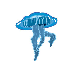 flat blue jellyfish illustration