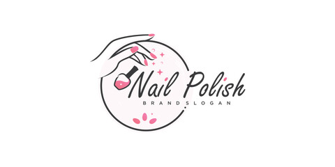 Nail polish logo design with creative unique style Premium Vector