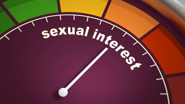 Sexual interest meter scale with arrow. The libido level measuring device icon. Sign tachometer, speedometer or indicator. Infographic gauge element. 3D render