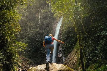 woman hiking in the forest