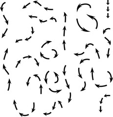 Isolated vector hand drawn arrows set on a white background