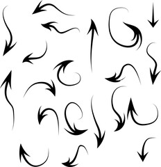 Isolated vector hand drawn arrows set on a white background