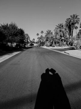 Black and white photo of shadow of couple