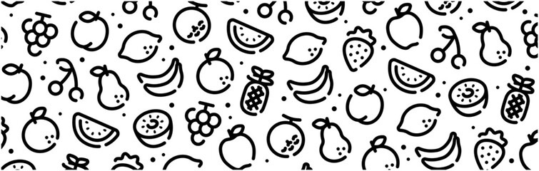 Fruits icon pattern background wide banner