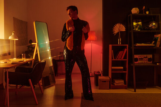 Young Man In Sequin Outfit