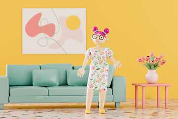 Woman in her living room