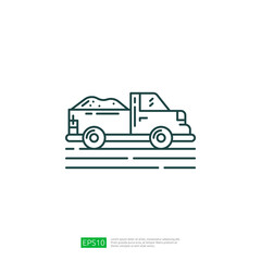 Farm pickup truck. Farming line icon