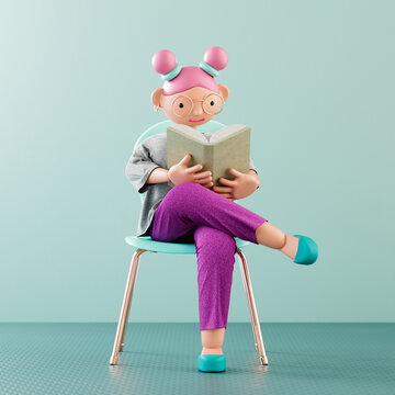 Woman reading a book on a chair