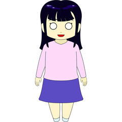 Fototapeta premium ちびキャラのイラスト（女性・正面）