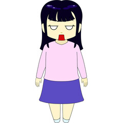 ちびキャラのイラスト（女性・正面）