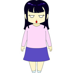 ちびキャラのイラスト（女性・正面）