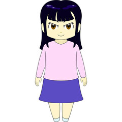ちびキャラのイラスト（女性・正面）