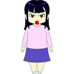 ちびキャラのイラスト（女性・正面）