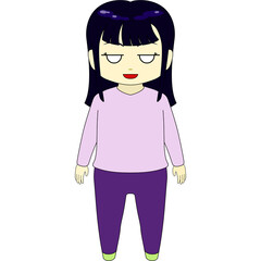 ちびキャラのイラスト（女性・正面）