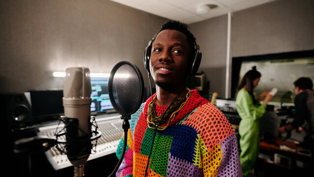 Singer Getting Ready To Record Song