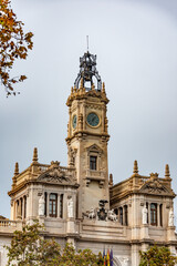 clock tower in the plaza of an european country