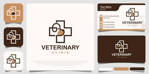 Pet care icon set logo with dog symbol for store veterinary clinic hospital