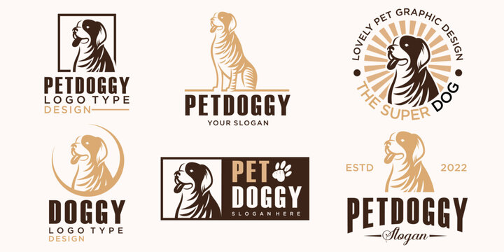 Dog logo and icon set design vector.