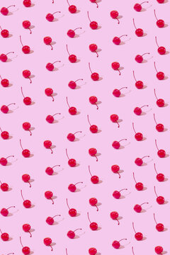 Seamless pattern of red cocktail cherry