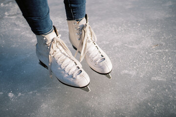 white skates on a lake