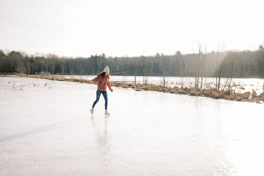 young woman skating