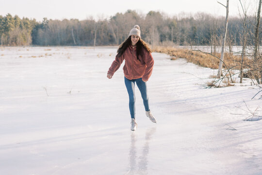 young woman skating