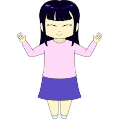 ちびキャラのイラスト（女性・正面）