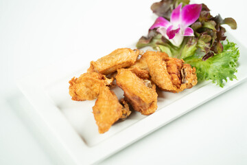 fried chicken wings with white  back ground 