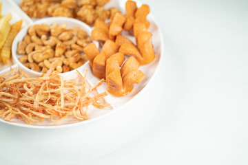Thai snacks with white background 