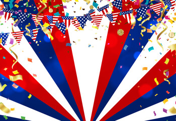 Obraz premium Balloons birthday. Happy congratulation celebrating anniversary luxury party shiny USA banner poster