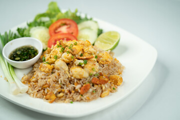 Crab fried rice with white background

