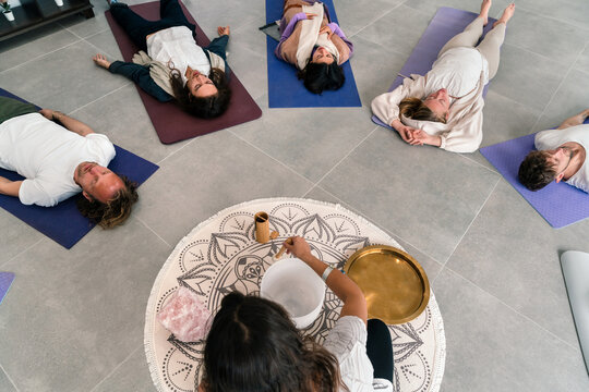 Group meditation with sound therapy