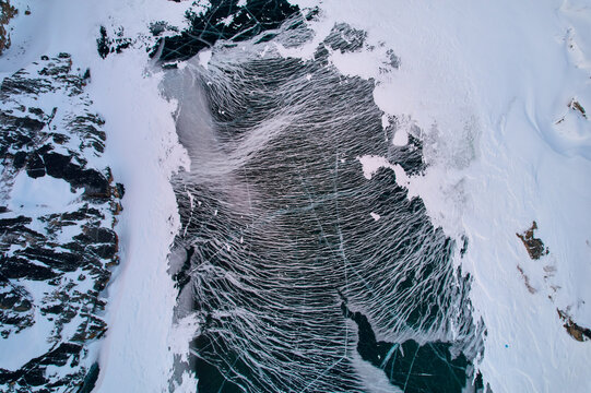 Abstract ice formation - snow patterns on Arctic sea ice