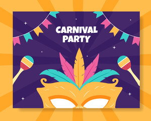 Happy Carnival Party Photocall Template Cartoon Background Vector Illustration