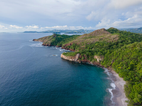 Aerial shot of a beach in Costa Rica 