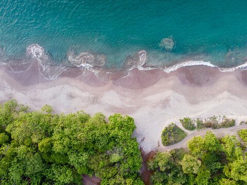 Aerial shot of a beach in Costa Rica 