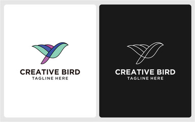 CREATIVE BIRD LOGO DESIGN MODERN LINE ABSTRACT 4