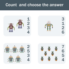 Counting Game for Preschool Children.  Count how many  robots